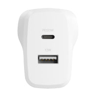 Cygnett PowerPlus 32W Dual Port (20W USB-C + 12W USB-A) PD Fast Wall Charger-White(CY4772PDWCH),Palm-Size,Portable,Charge 2x Devices,2 Years Warranty - Image 2