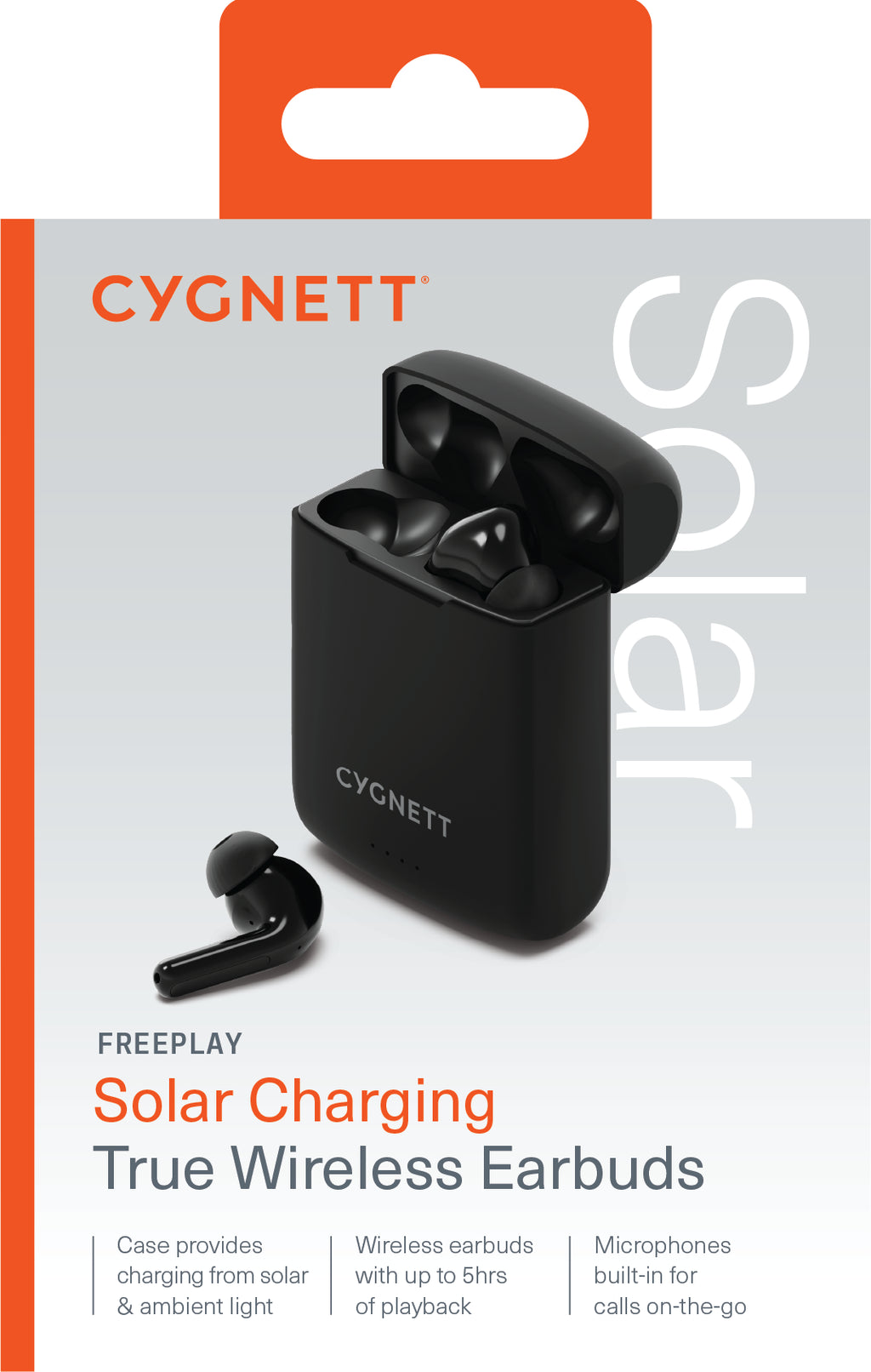 Cygnett FreePlay Solar Charging True Wireless Earbuds -Black(CY4969SOEAR) -Bluetooth 5.3 TWS,5 hours,Touch Control,Solar charging - Image 4