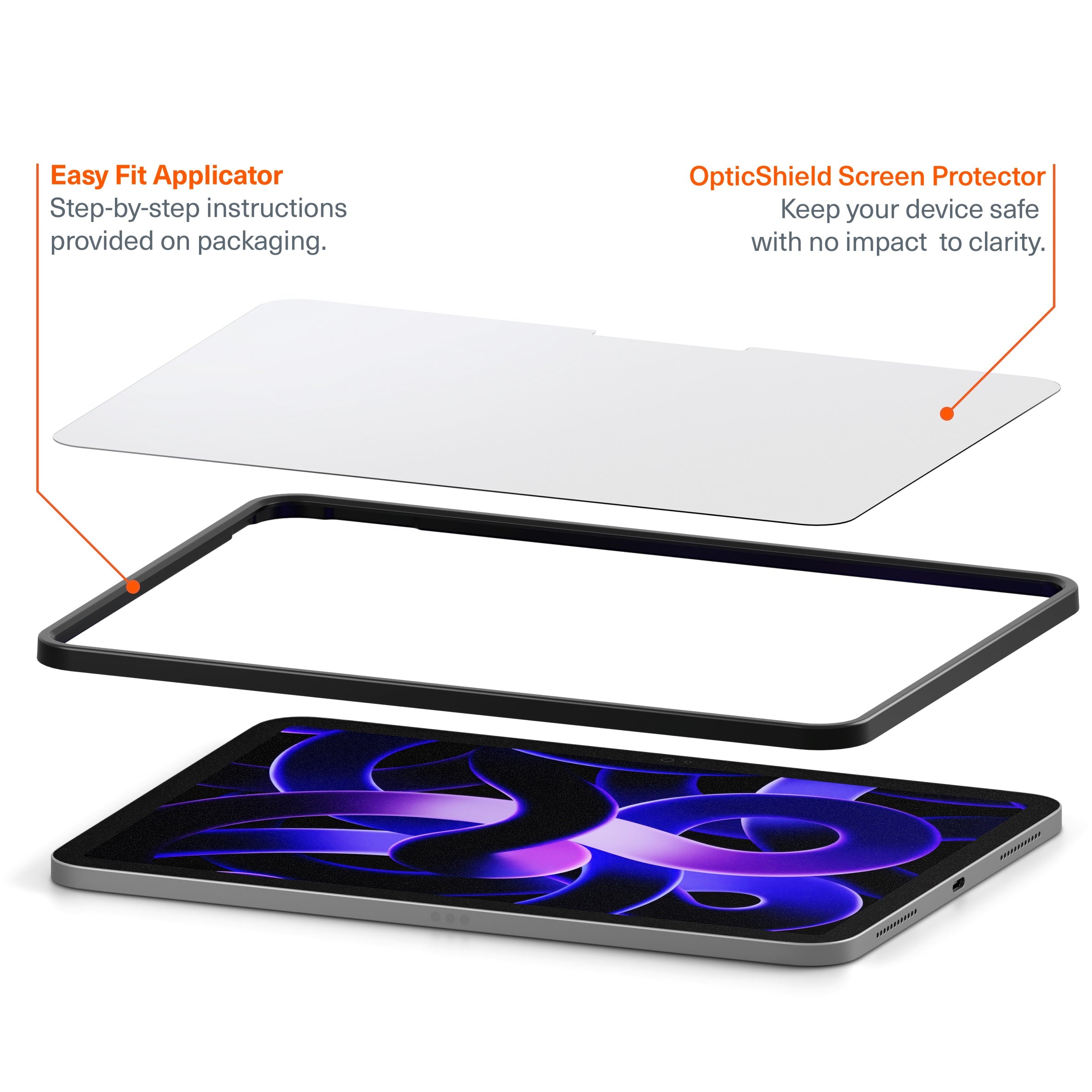 Cygnett OpticShield Apple iPad Air (11") (M2/M3) (6th Gen) Glass Screen Protector - (CY5045CPTGL), Superior Impact Absorption, 2 Years Warranty - Image 3