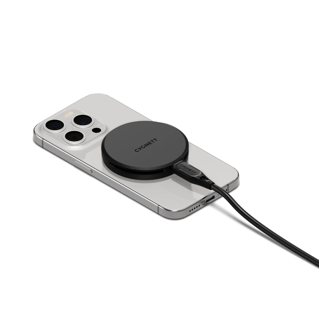 Cygnett ChargePuck Qi2 15W Fast Wireless Charger -Black(CY5061CCRGP), Compact & Lightweight,1.2M USB-C Cable,Perfect for Travel,2 Years Warranty - Image 2