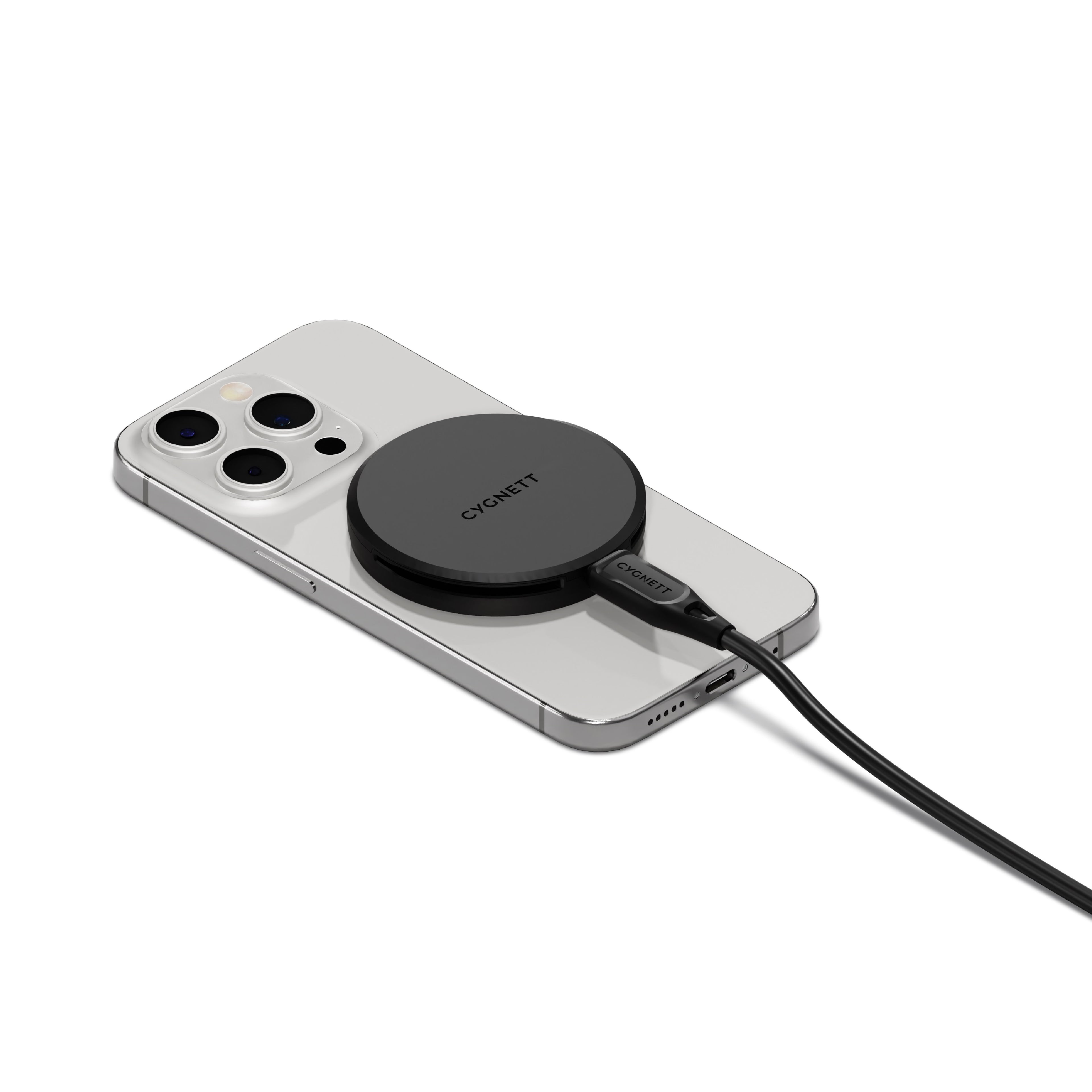 Cygnett ChargePuck Qi2 15W Fast Wireless Charger -Black(CY5061CCRGP), Compact & Lightweight,1.2M USB-C Cable,Perfect for Travel,2 Years Warranty - Image 2