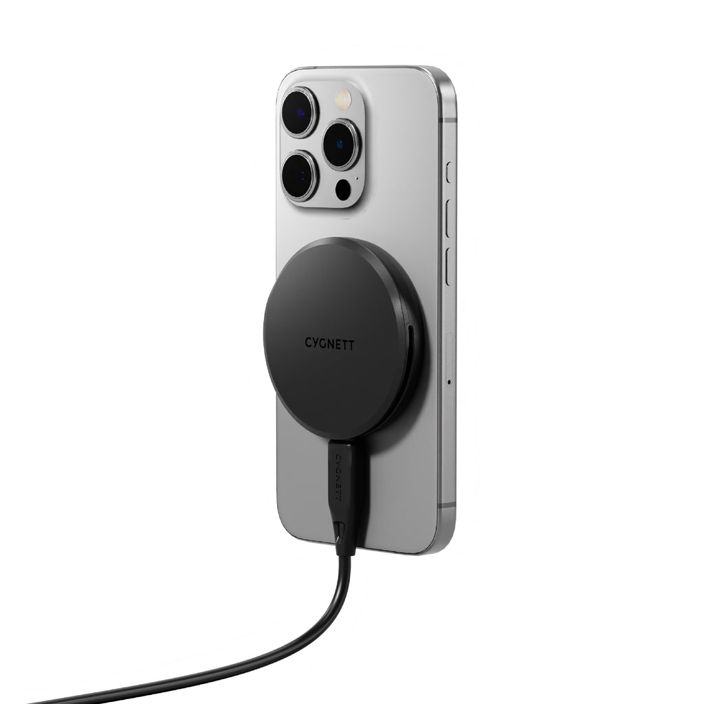 Cygnett ChargePuck Qi2 15W Fast Wireless Charger -Black(CY5061CCRGP), Compact & Lightweight,1.2M USB-C Cable,Perfect for Travel,2 Years Warranty - Image 3