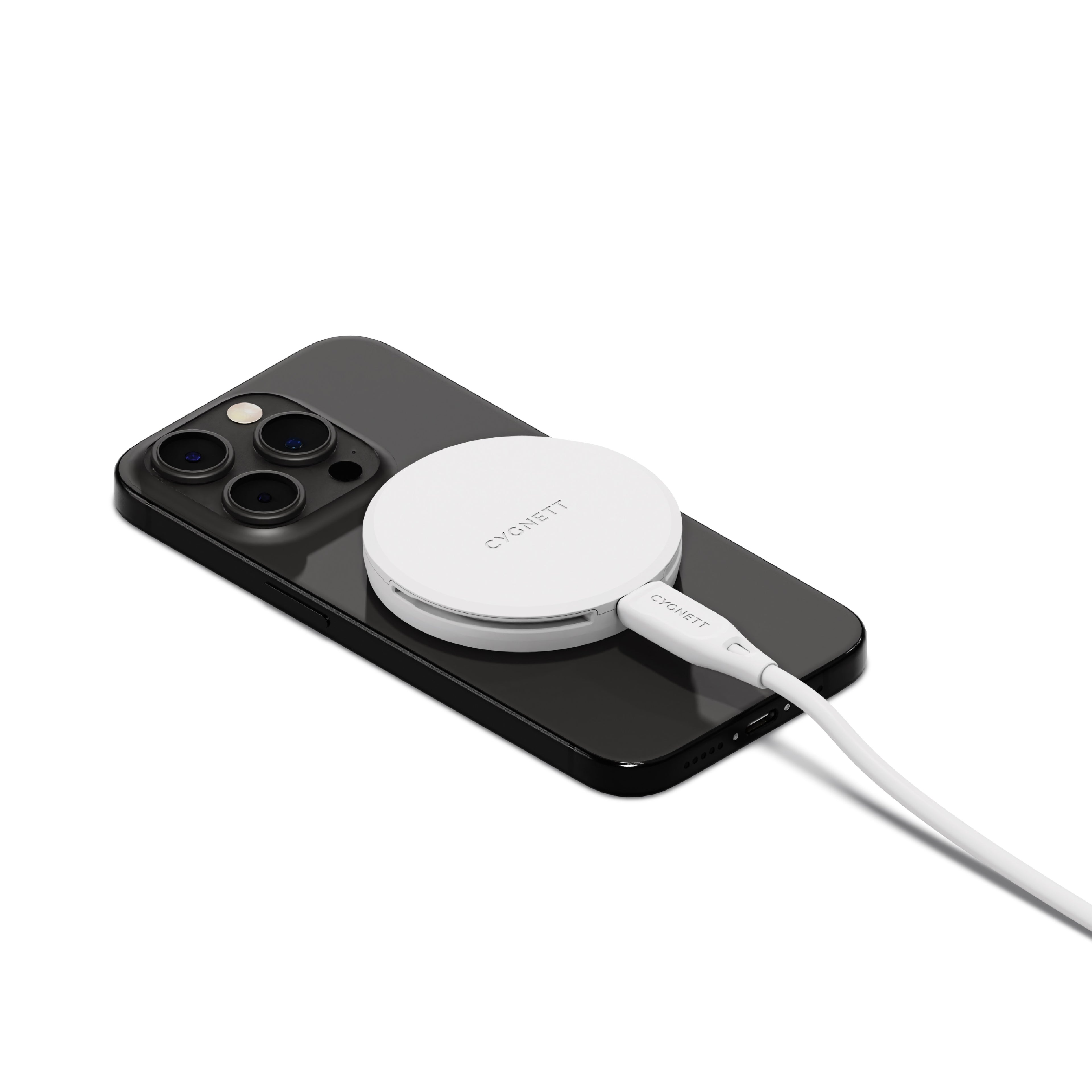 Cygnett ChargePuck Qi2 15W Fast Wireless Charger -White(CY5062CCRGP),Compact & Lightweight, 1.2M USB-C Cable,Perfect for Travel,2 Years Warranty - Image 2