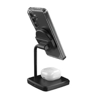 Cygnett ChargeBase Qi2 2-in-1 Magnetic 15W Wireless Charger - Black (CY5067BUNCP),1.2M USB-C Cable,25W Wall Charger,80° Swivel Head,2 Years Warranty - Image 2