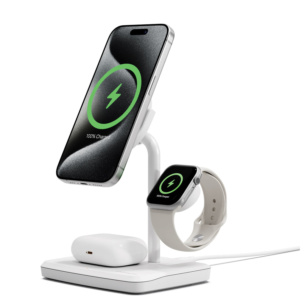 Cygnett ChargeBase Qi2 3-in-1 Magnetic 15W Wireless Charger-White(CY5070BUNCP),1.2M USB-C Cable,5W Watch Charger, 180° Swivel Head,2 Years Warranty - Image 5
