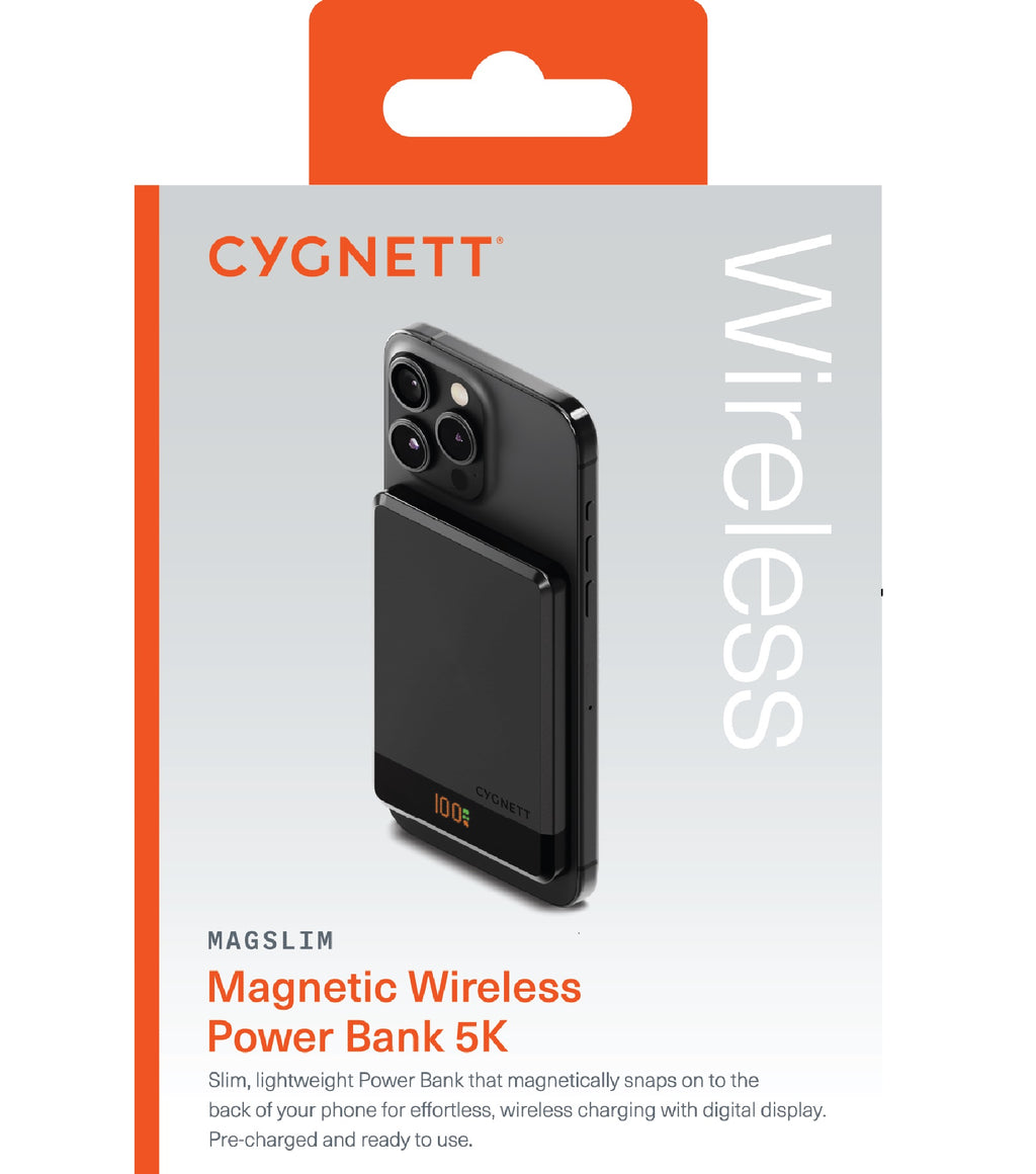 Cygnett MagSlim 5k Magnetic Wireless Power Bank - Black (CY5092PBCHE), MagSafe Compatible,Slim and Sleek, Modern Display, 2 Years Warranty - Image 3