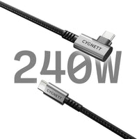 Cygnett Unite Right-Angle USB-C to USB-C (3.1) Cable (1M) - Black (CY5104PCTYC), 240W, Double Braided, 10Gbps Transfer, Fast Charge, 2 Years Warranty - Image 2