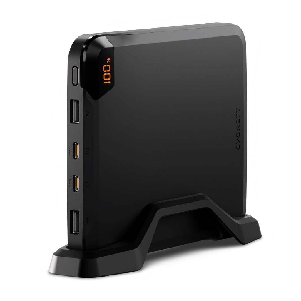 Cygnett ChargeUp VertPWR 25K mAh Laptop Power Bank + USB-C Cable (40CM) + Stand - Obsidian (CY5128PBCHE),100W, 4x USB Charging Ports, 2 Years Warranty - Image 4