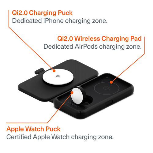 Cygnett MagTravel Qi2.0 2-in-1 Wireless Charger - Black (CY5138WIRDE), 1.2M USB-C Cable,15W, Compact and lightweight, 2 Years Warranty - Image 2