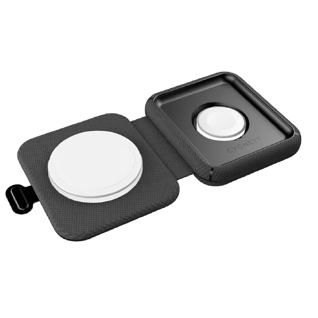 Cygnett MagTravel Qi2.0 2-in-1 Wireless Charger - Black (CY5138WIRDE), 1.2M USB-C Cable,15W, Compact and lightweight, 2 Years Warranty - Image 3