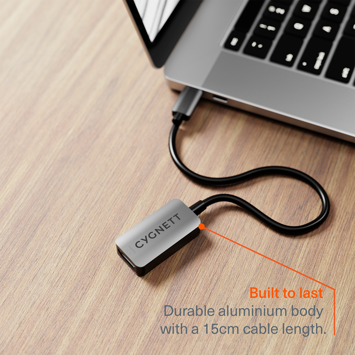 Cygnett Unite USB-C to Single HDMI Adapter-White(CY5386CYHUB ),4K(60HZ),USB-C Display Port,Aluminium Outer shell,Integrated 15cm cable,2 Year Warranty - Image 4