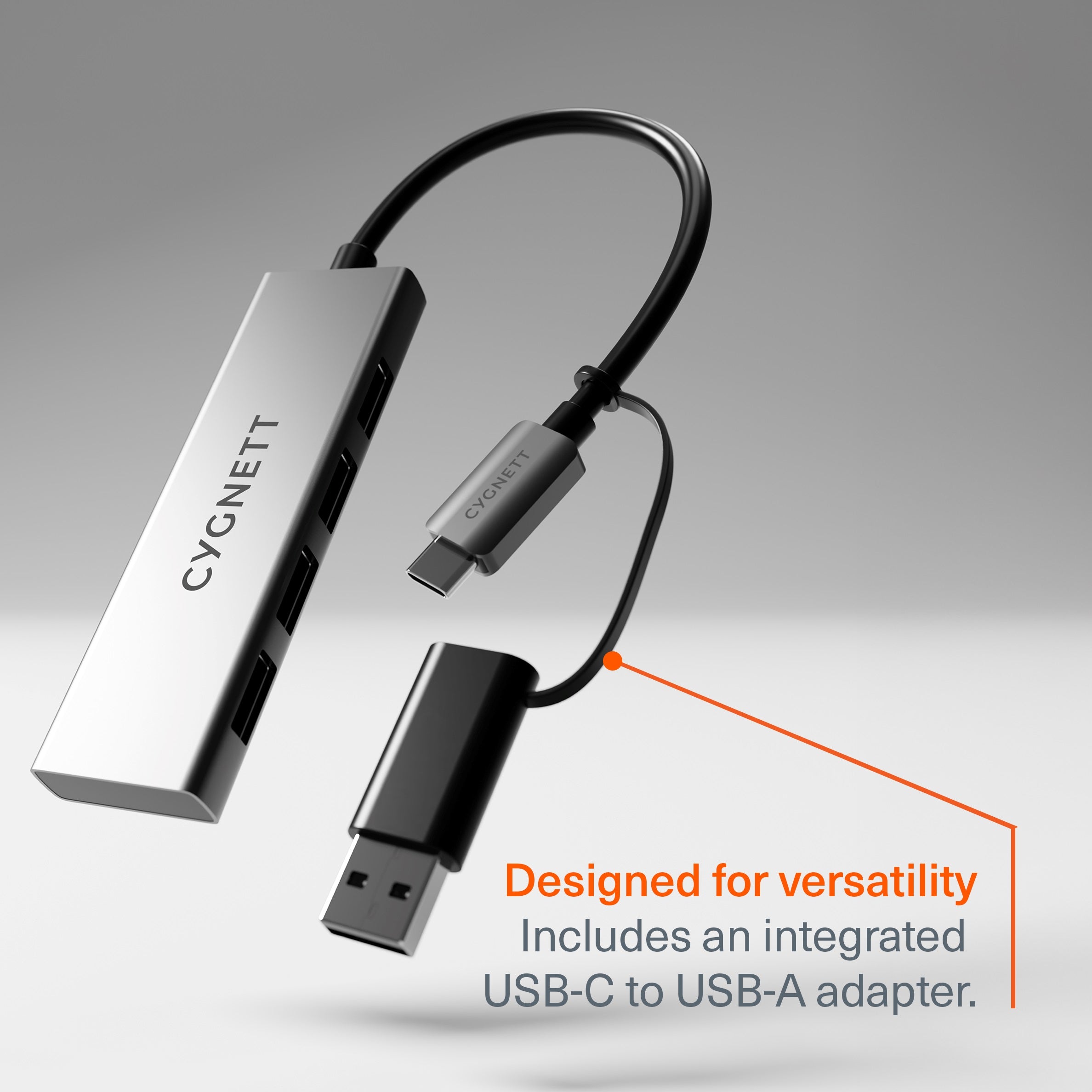 Cygnett Unite 4-in-1 USB-C to USB-A Hub- White(CY5388CYHUB),4x USB-A,10GBps Transfer,Aluminium outershell,USB-C to USB-A Adapter,2Years Warranty - Image 3