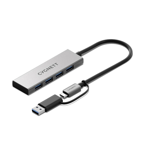 Cygnett Unite 4-in-1 USB-C to USB-A Hub- White(CY5388CYHUB),4x USB-A,10GBps Transfer,Aluminium outershell,USB-C to USB-A Adapter,2Years Warranty - Image 1
