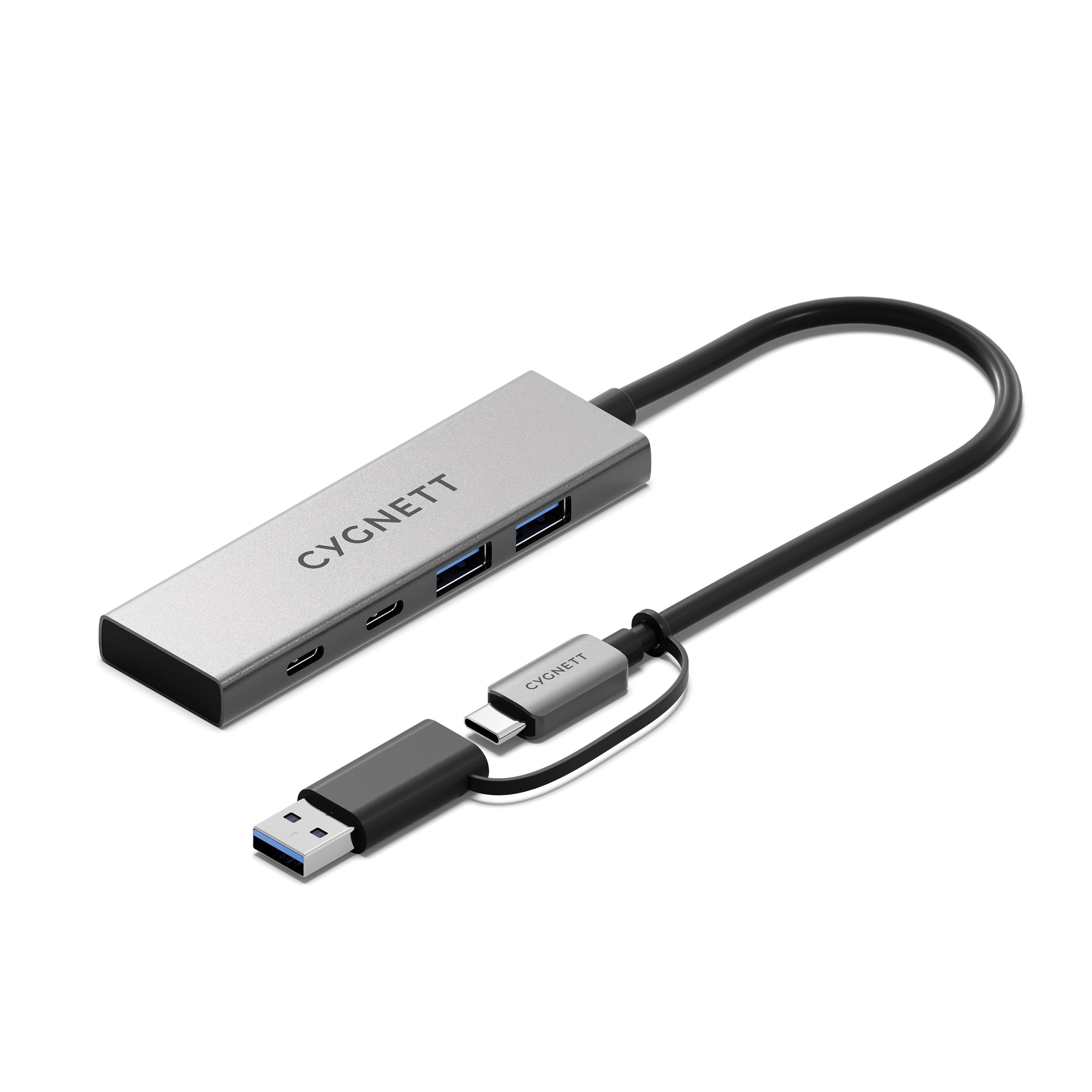 Cygnett Unite 4-in-1 USB-C to USB-C & USB-A Hub - White (CY5389CYHUB),2x USB-C, 2x USB-A, 10Gbps Transfer, USB-C to USB-A Adapter, 2 Years Warranty - Image 1