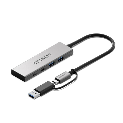 Cygnett Unite 4-in-1 USB-C to USB-C & USB-A Hub - White (CY5389CYHUB),2x USB-C, 2x USB-A, 10Gbps Transfer, USB-C to USB-A Adapter, 2 Years Warranty - Image 1