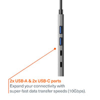 Cygnett Unite 4-in-1 USB-C to USB-C & USB-A Hub - White (CY5389CYHUB),2x USB-C, 2x USB-A, 10Gbps Transfer, USB-C to USB-A Adapter, 2 Years Warranty - Image 2
