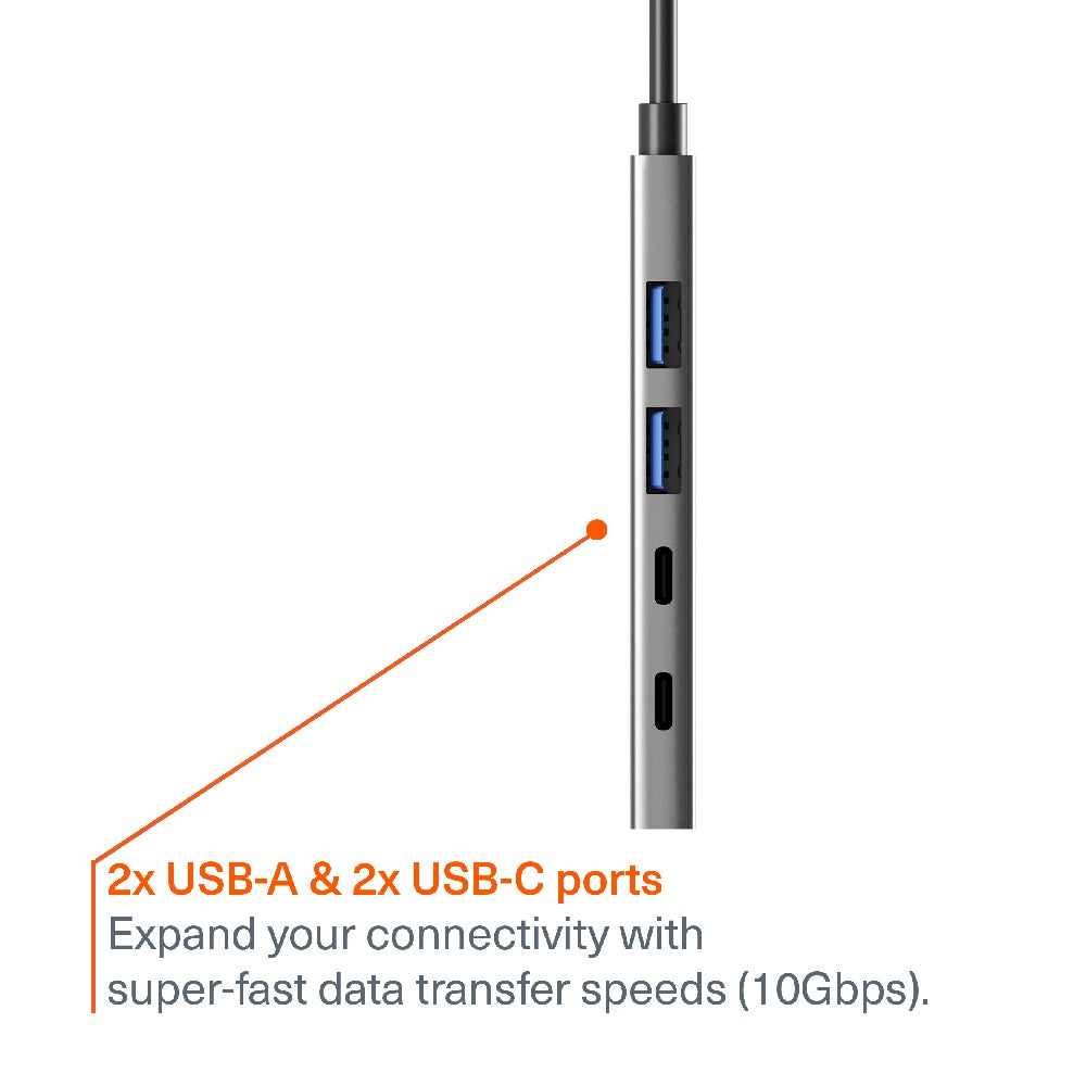 Cygnett Unite 4-in-1 USB-C to USB-C & USB-A Hub - White (CY5389CYHUB),2x USB-C, 2x USB-A, 10Gbps Transfer, USB-C to USB-A Adapter, 2 Years Warranty - Image 2