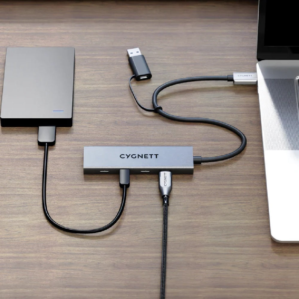 Cygnett Unite 4-in-1 USB-C to USB-C & USB-A Hub - White (CY5389CYHUB),2x USB-C, 2x USB-A, 10Gbps Transfer, USB-C to USB-A Adapter, 2 Years Warranty - Image 3