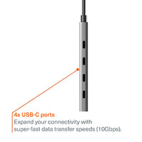 Cygnett Unite 4-in-1 USB-C to USB-C Hub- White(CY5390CYHUB)4x USB-C Ports,10Gbps Transfer,Aluminium Outer Shell,15cm cable, 2-Year Warranty - Image 2