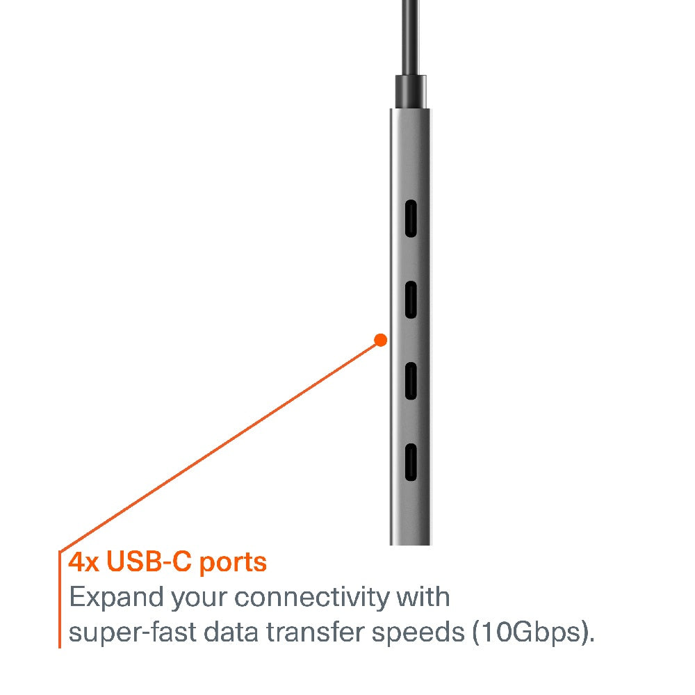 Cygnett Unite 4-in-1 USB-C to USB-C Hub- White(CY5390CYHUB)4x USB-C Ports,10Gbps Transfer,Aluminium Outer Shell,15cm cable, 2-Year Warranty - Image 2