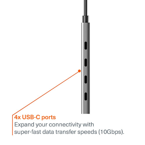 Cygnett Unite 4-in-1 USB-C to USB-C Hub- White(CY5390CYHUB)4x USB-C Ports,10Gbps Transfer,Aluminium Outer Shell,15cm cable, 2-Year Warranty - Image 2