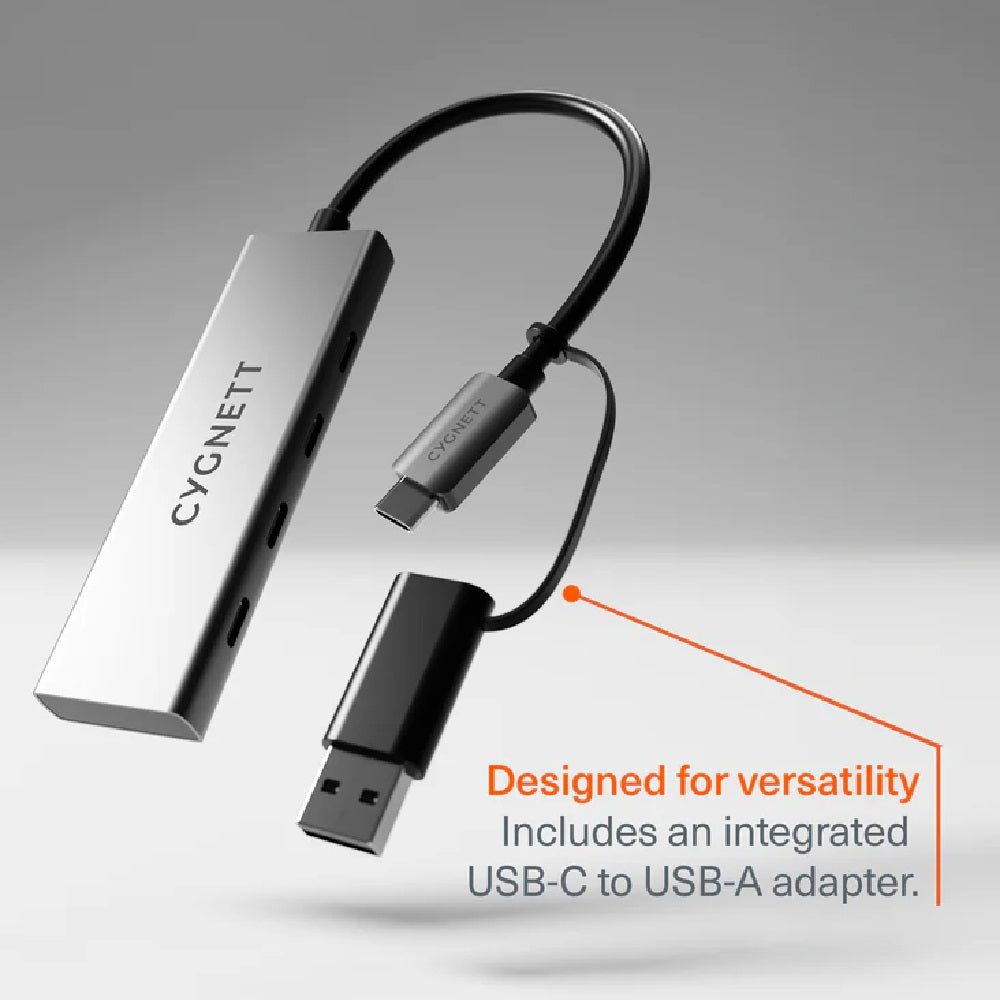 Cygnett Unite 4-in-1 USB-C to USB-C Hub- White(CY5390CYHUB)4x USB-C Ports,10Gbps Transfer,Aluminium Outer Shell,15cm cable, 2-Year Warranty - Image 3