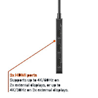 Cygnett Unite 3-in-1 USB-C to Triple HDMI Hub - Black(CY5392CYHUB),2x4k(60HZ),3x4k(30Hz),Supports MST Mode,ABS Outershell, 15cm cable,2 Year Warranty - Image 3