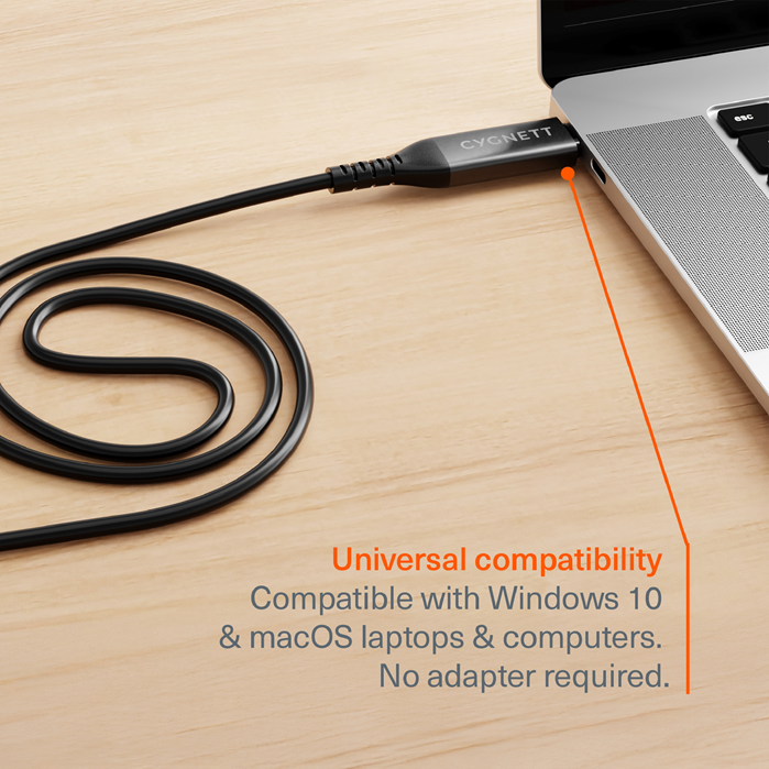 Cygnett Unite USB-C to RJ45 Gigabit Ethernet Cable 1m - Black (CY5505PCCCE), 1Gbps, USB 3.2 Gen 1, USB 2.0, Universal Compatibility, 2 Years Warranty - Image 3