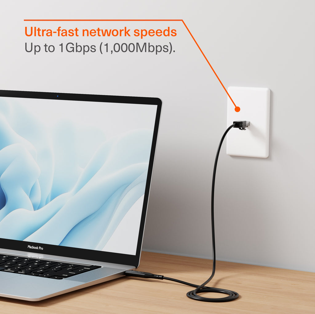 Cygnett Unite USB-C to RJ45 Gigabit Ethernet Cable 1m - Black (CY5505PCCCE), 1Gbps, USB 3.2 Gen 1, USB 2.0, Universal Compatibility, 2 Years Warranty - Image 4