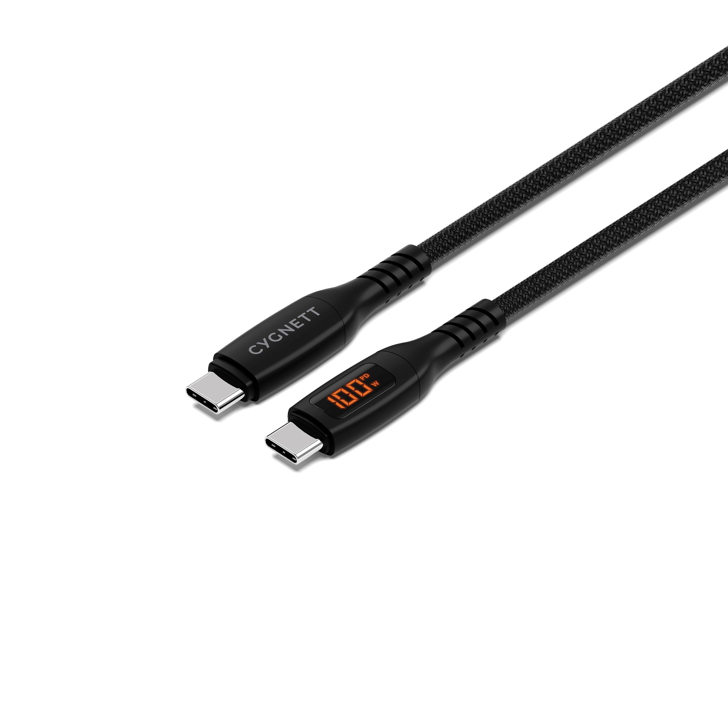 Cygnett Unite Intelli USB-C to USB-C Cable with LED Display (50cm) - Black(CY5508PCCCC), 100W, 480Mbps Transfer, Fast Charge, 2 Years Warranty - Image 1