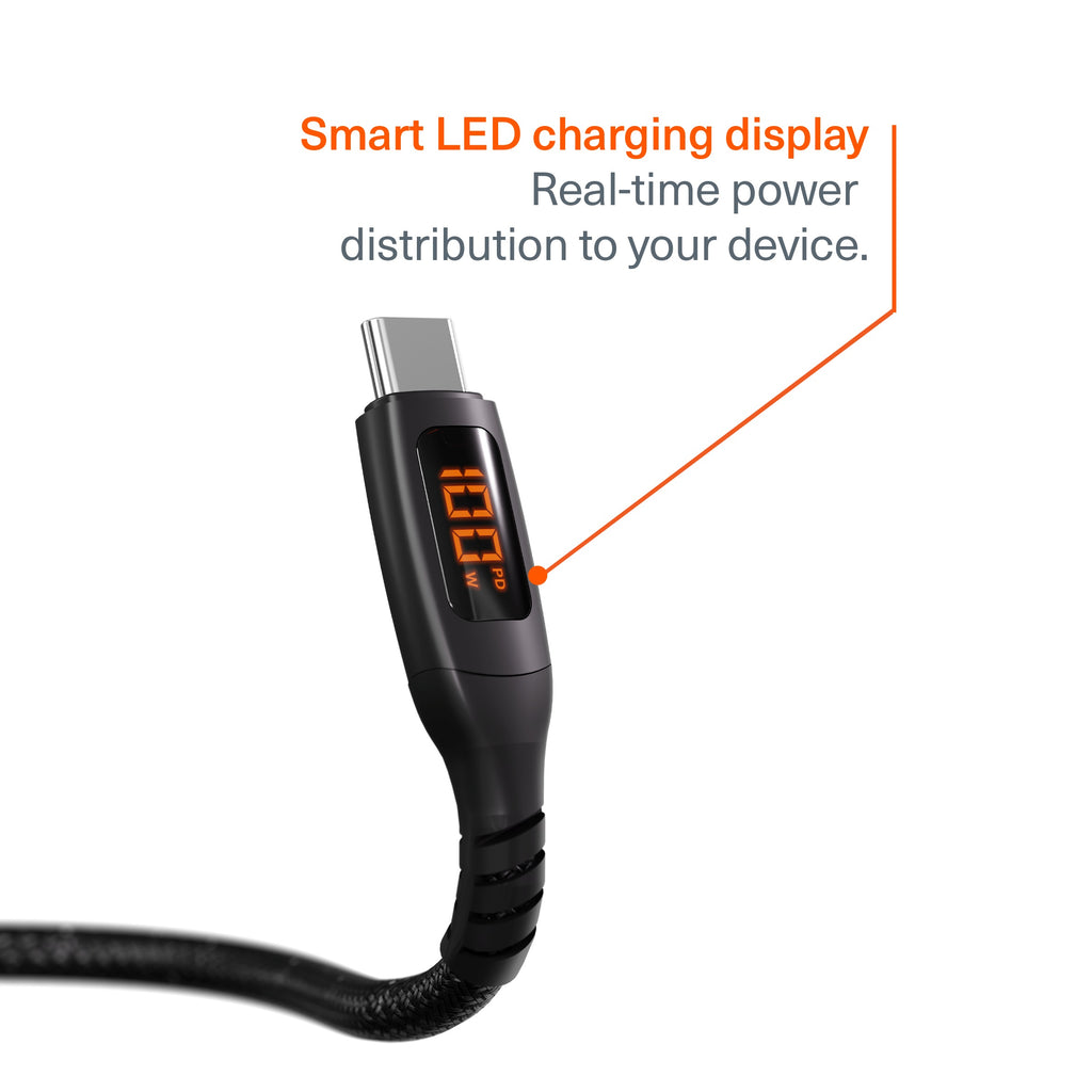 Cygnett Unite Intelli USB-C to USB-C Cable with LED Display (50cm) - Black(CY5508PCCCC), 100W, 480Mbps Transfer, Fast Charge, 2 Years Warranty - Image 2