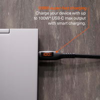 Cygnett Unite Intelli USB-C to USB-C Cable with LED Display (50cm) - Black(CY5508PCCCC), 100W, 480Mbps Transfer, Fast Charge, 2 Years Warranty - Image 4