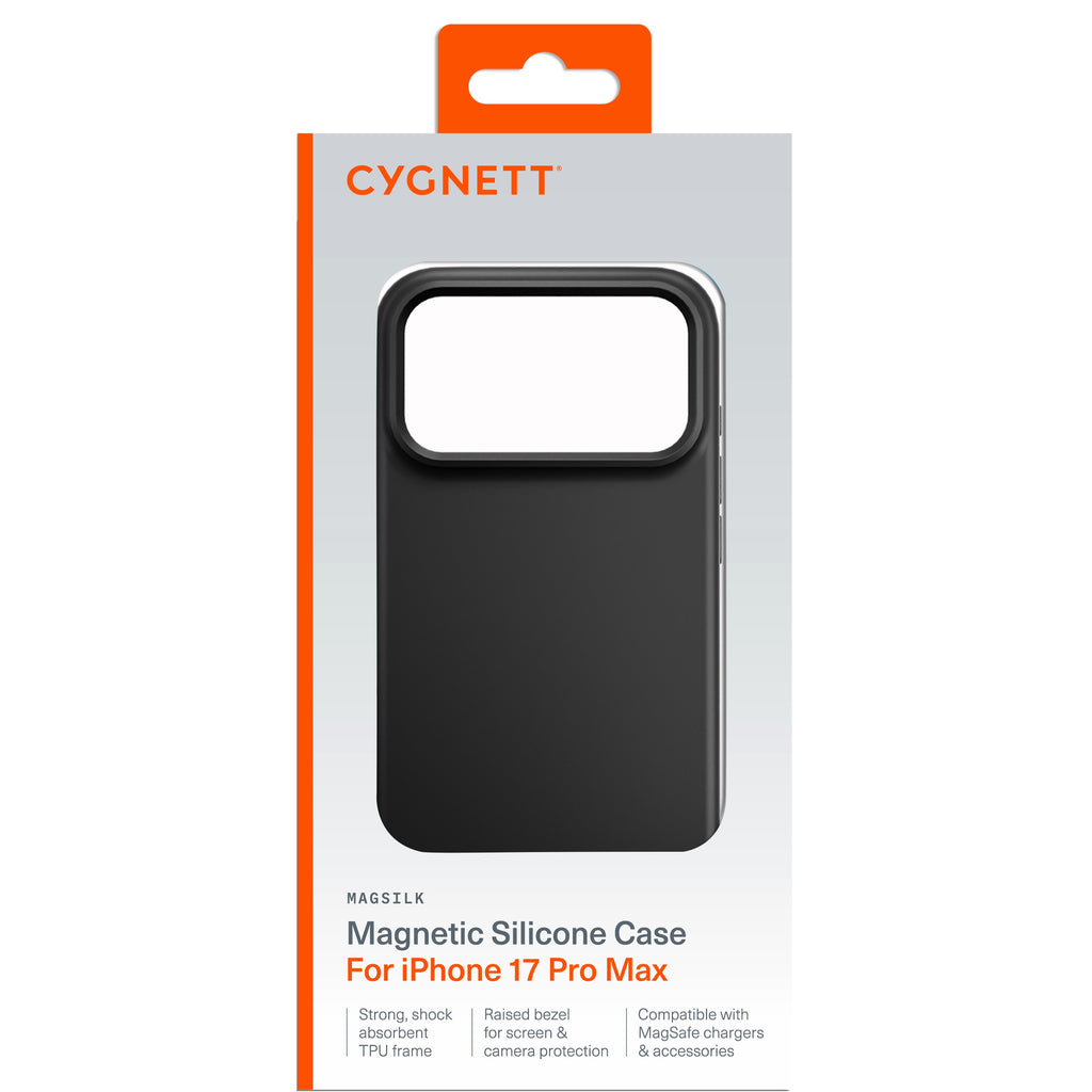 Cygnett MagSilk Apple iPhone 17 Pro Max  (6.9") Magnetic Silicone Case - Black (CY5559CPMAS), TPU Frame, Anti-Yellowing,UV Resistance,2 Years Warranty - Image 4