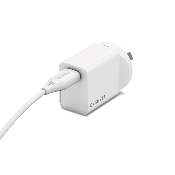 Cygnett PowerPlus 12W USB-A Wall Charger - White(CY5594PDWCH), Lightweight & Compact Design, Perfect for Travel, 2 Years Warranty