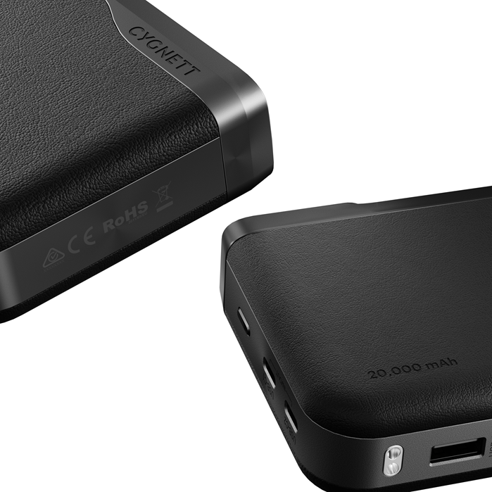 Cygnett Encore 20k mAh Power Bank - Graphite(CY5633PBCHE), 65W, 2x USB-C PD, 1x USB-A Ports, LED Display,Fast Charge,3x Device Charge,2 Years Warranty - Image 3
