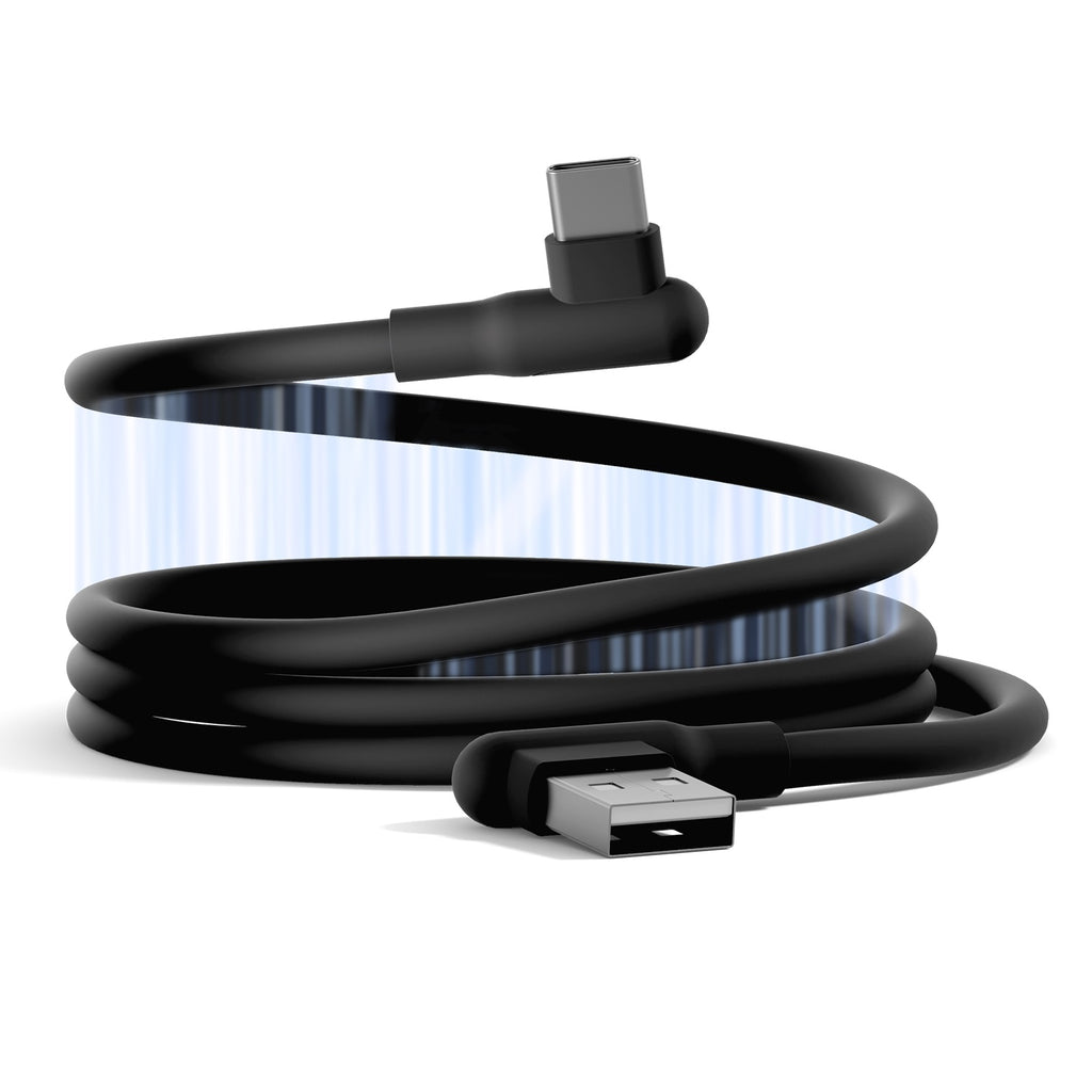 LS Cygnett DriveSync Right Angled Magnetic Silicone USB-C to USB-A Cable (0.7M) - (CY5665CCACB), 3A/60W, 480Mbps, Drive & Sync, 2 Years Warranty - Image 1