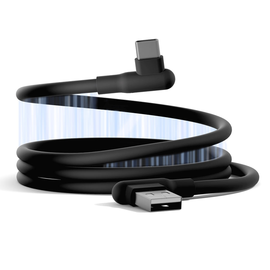 LS Cygnett DriveSync Right Angled Magnetic Silicone USB-C to USB-A Cable (0.7M) - (CY5665CCACB), 3A/60W, 480Mbps, Drive & Sync, 2 Years Warranty