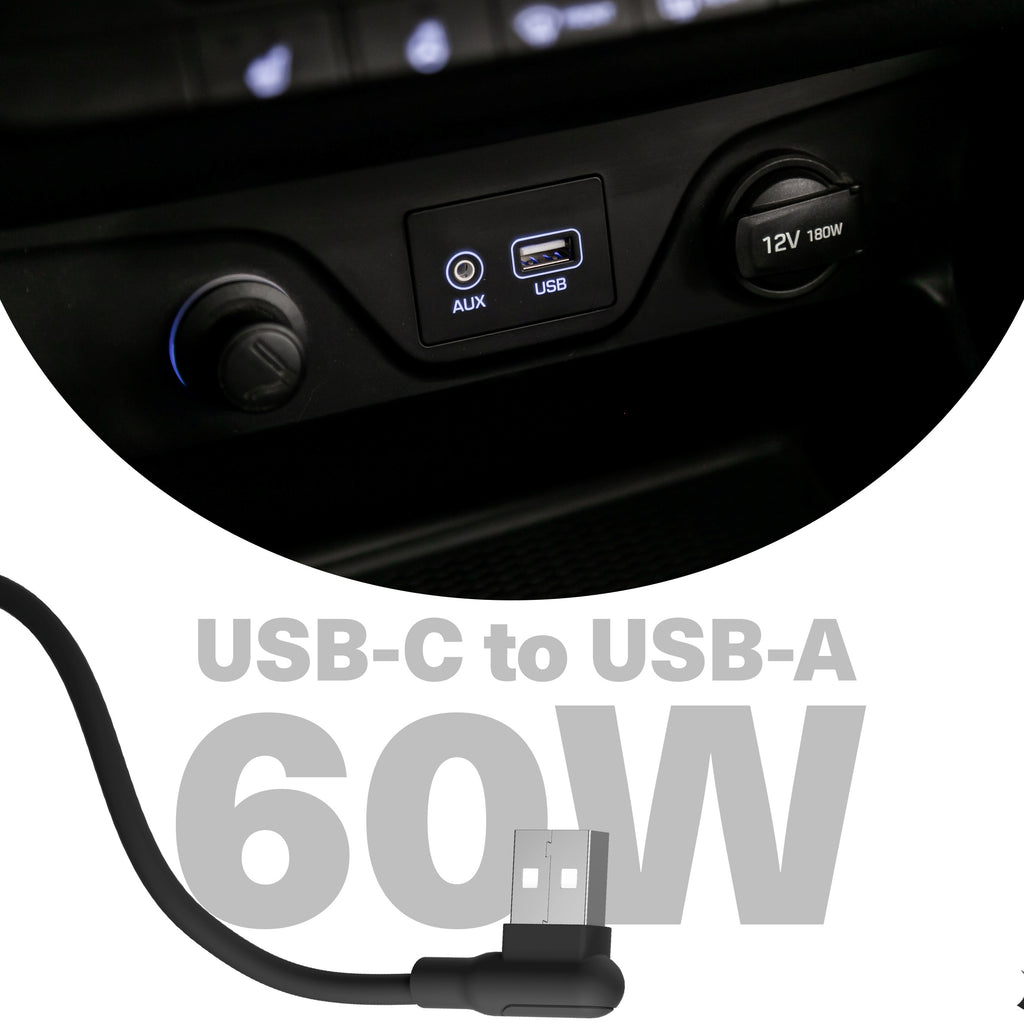 LS Cygnett DriveSync Right Angled Magnetic Silicone USB-C to USB-A Cable (0.7M) - (CY5665CCACB), 3A/60W, 480Mbps, Drive & Sync, 2 Years Warranty - Image 2