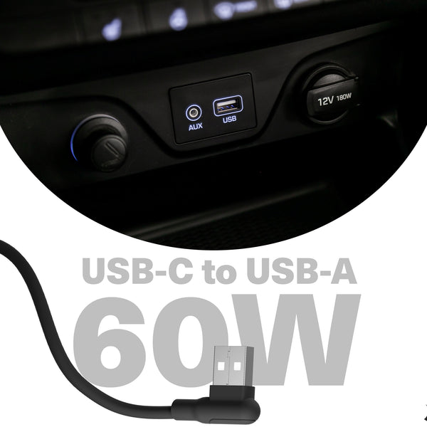 LS Cygnett DriveSync Right Angled Magnetic Silicone USB-C to USB-A Cable (0.7M) - (CY5665CCACB), 3A/60W, 480Mbps, Drive & Sync, 2 Years Warranty