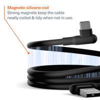 LS Cygnett DriveSync Right Angled Magnetic Silicone USB-C to USB-A Cable (0.7M) - (CY5665CCACB), 3A/60W, 480Mbps, Drive & Sync, 2 Years Warranty - Image 3