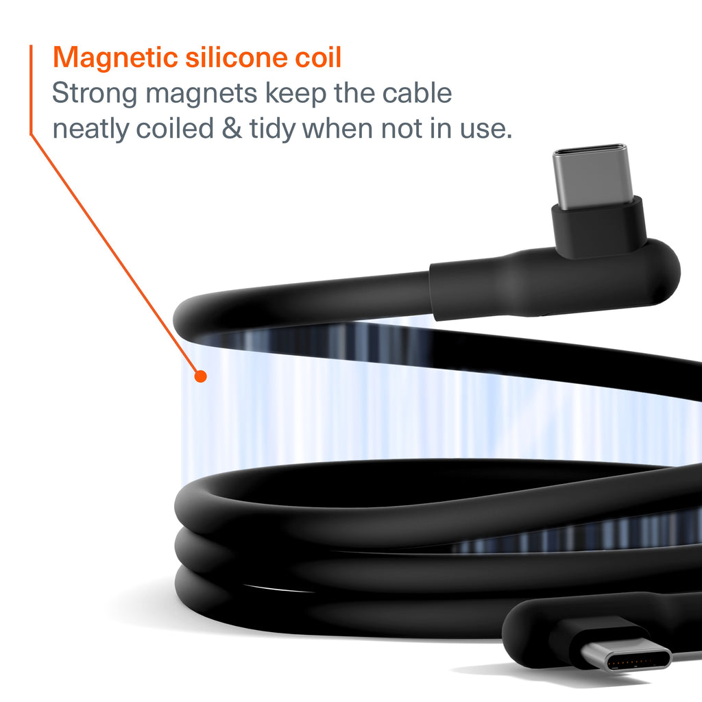 Cygnett DriveSync Right Angled Magnetic Silicone USB-C to USB-C Cable (0.7M) - (CY5666CCACB), 3A/60W, 480Mbps, Drive & Sync, 2 Years Warranty - Image 3