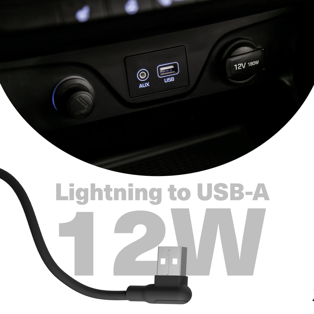 Cygnett DriveSync Right Angled Silicone Lightning to USB-A Cable (0.7M) - (CY5667CCACB), 2.4A/12W, 480Mbps, Drive & Sync, 2 Years Warranty - Image 2