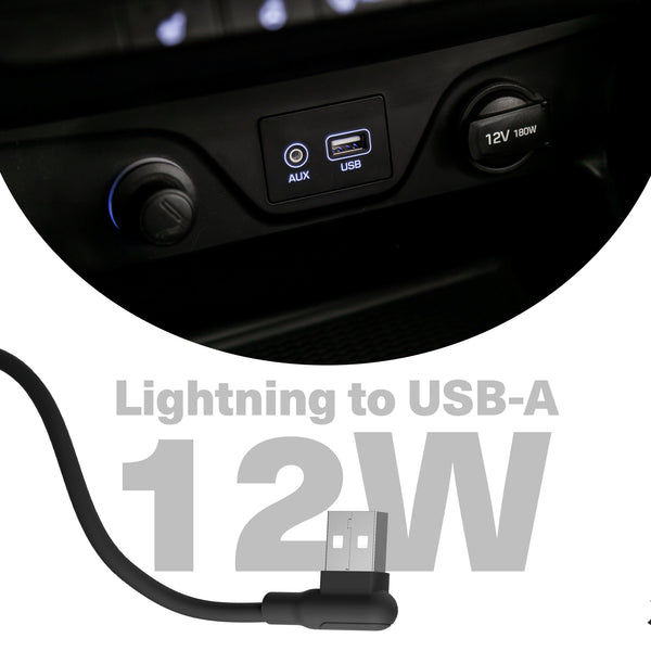Cygnett DriveSync Right Angled Silicone Lightning to USB-A Cable (0.7M) - (CY5667CCACB), 2.4A/12W, 480Mbps, Drive & Sync, 2 Years Warranty