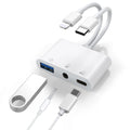 USP Lightning/USB-C to USB Adapter features a USB OTG Port, 3.5mm Headphone Jack & Fast-charging Port, 5 Years Warranty - Image 1