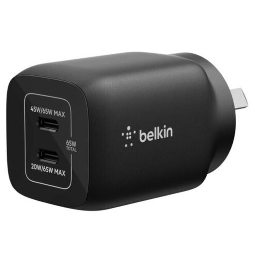 Belkin Dual USB-C 65W (45W + 20W) Wall Charger - Black (ENA007auBK), Compact, Travel-Friendly, Ideal for Nintendo Switch 2,$2500 CEW, 2 Years Warranty - Image 5