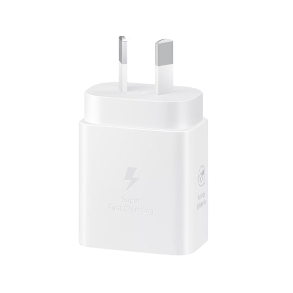 Samsung 25W GaN USB-C Fast Wall Charger - White(EP-T2510NWEGAU), 1x USB-C, Supports up to 25W, Compact & Travel-Ready, 1 Year Warranty