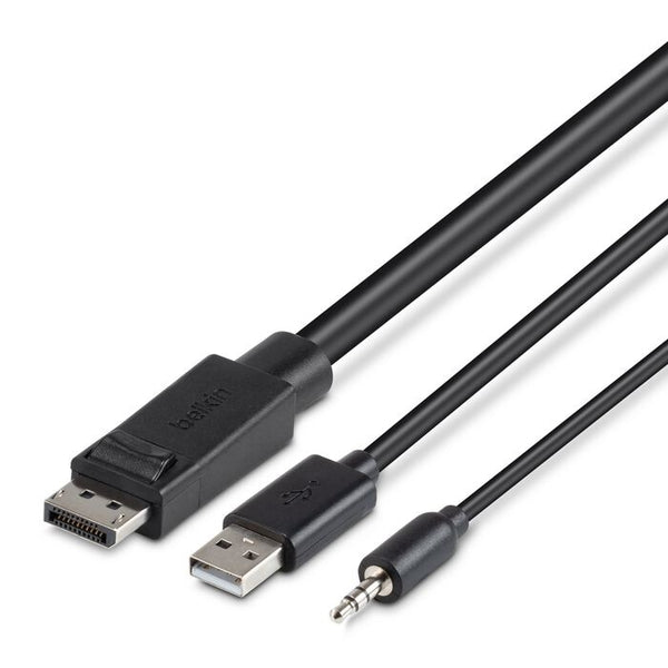 Belkin Cybersecurity and Secure KVM TAA DisplayPort + USB A/B + Audio Combo Cable - 6FT, 4K@60hz, SKVM, High Retention Connectors, 3-Year Warranty