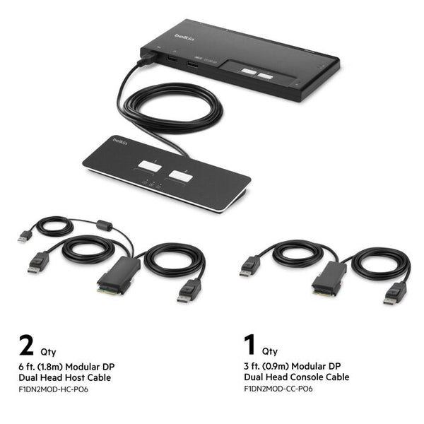 Belkin Cybersecurity and Secure KVM 2-Port Dual Head DP Modular Secure KVM Switch PP4.0 W/ Remote - Black(F1DN202MOD-PP-4),12VDC 2.5A,2 Years Warranty