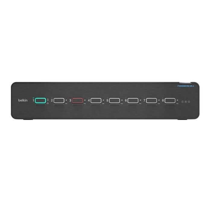 Belkin Cybersecurity and Secure KVM Universal 2nd Gen Secure KVM Switch, 8-Port Dual Head w/ CAC - Black (F1DN208KVM-UN-4),12VDC 4.0A, 2 Years Warrant - Image 1