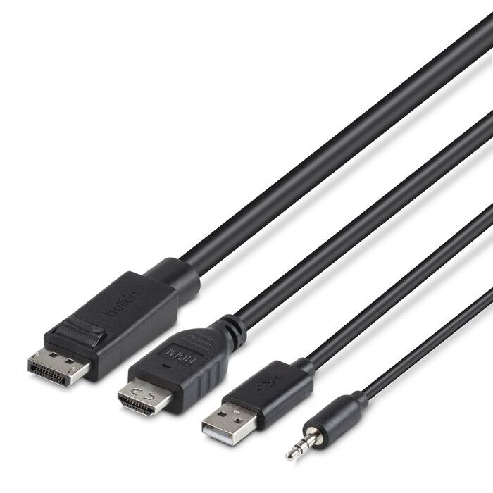 BELKIN Cybersecurity and Secure KVM TAA DUAL (1) HDMI-HDMI (1) DP-DP with USB and Audio Combo  6 ft (1.8M) - Black (F1DN2CC-HHPP6t), 3 Years Warranty - Image 2